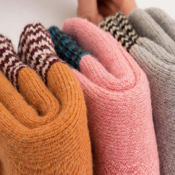Calcetines de lana a rayas para mujer, medias súper gruesas contra