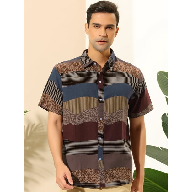 Camisa manga corta hombre marrón Talla M Color MARRON