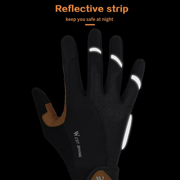 Guantes de ciclismo de invierno para hombres y mujeres, guantes térmicos de  bicicleta de dedo completo, guantes acolchados con pantalla táctil