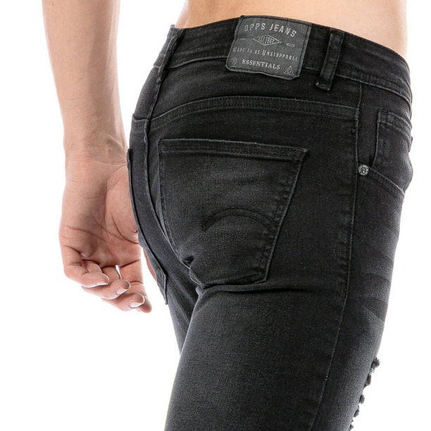 Pantalón Mezclilla Stretch Para Mujer Opps Jeans Color Azul Con