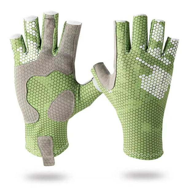 2 guantes de pesca de camuflaje con diseño antideslizante de