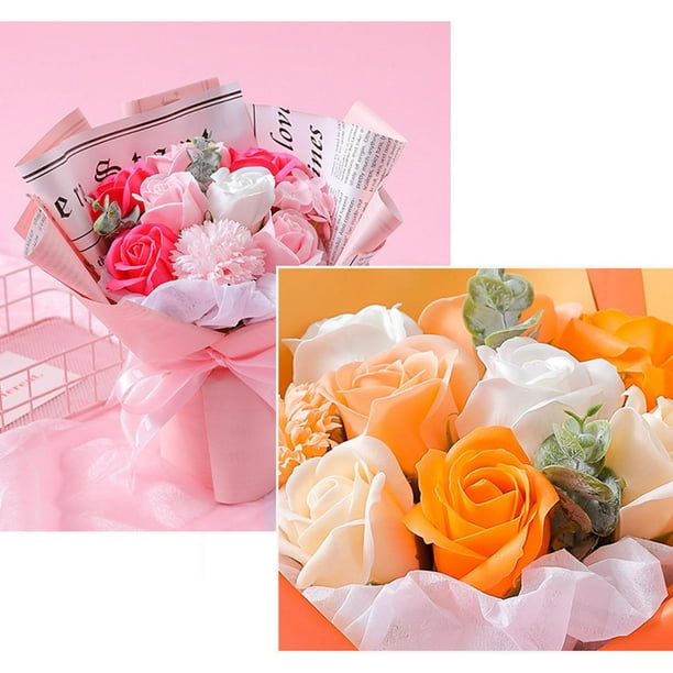 Jabón de perfumado con ramo de rosas artificiales para su cumpleaños, día  de San Valentín, día de , de decoración de bodas par BLESIY Ramo de flores  de jabón