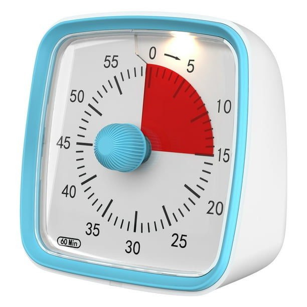 Temporizador visual con luz nocturna, cuenta regresiva de 60 minutos para  niños y adultos, (azul claro) JAMW Sencillez