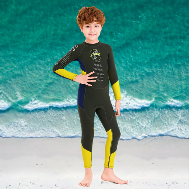 Traje de neopreno para niños, cálido, protección solar, manga larga, neopreno  de 2,5 mm, traje de surf para niños pequeños, para niñas, niños, natación,  buceo, snorkel, talla 12