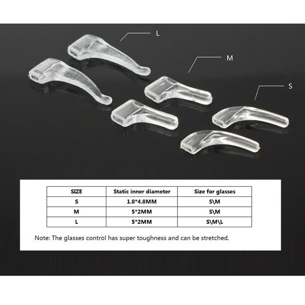 6 pares de almohadillas de cristal para las orejas, con gancho,  antideslizantes, de silicona, puntas de patillas para gafas, ganchos para  las orejas