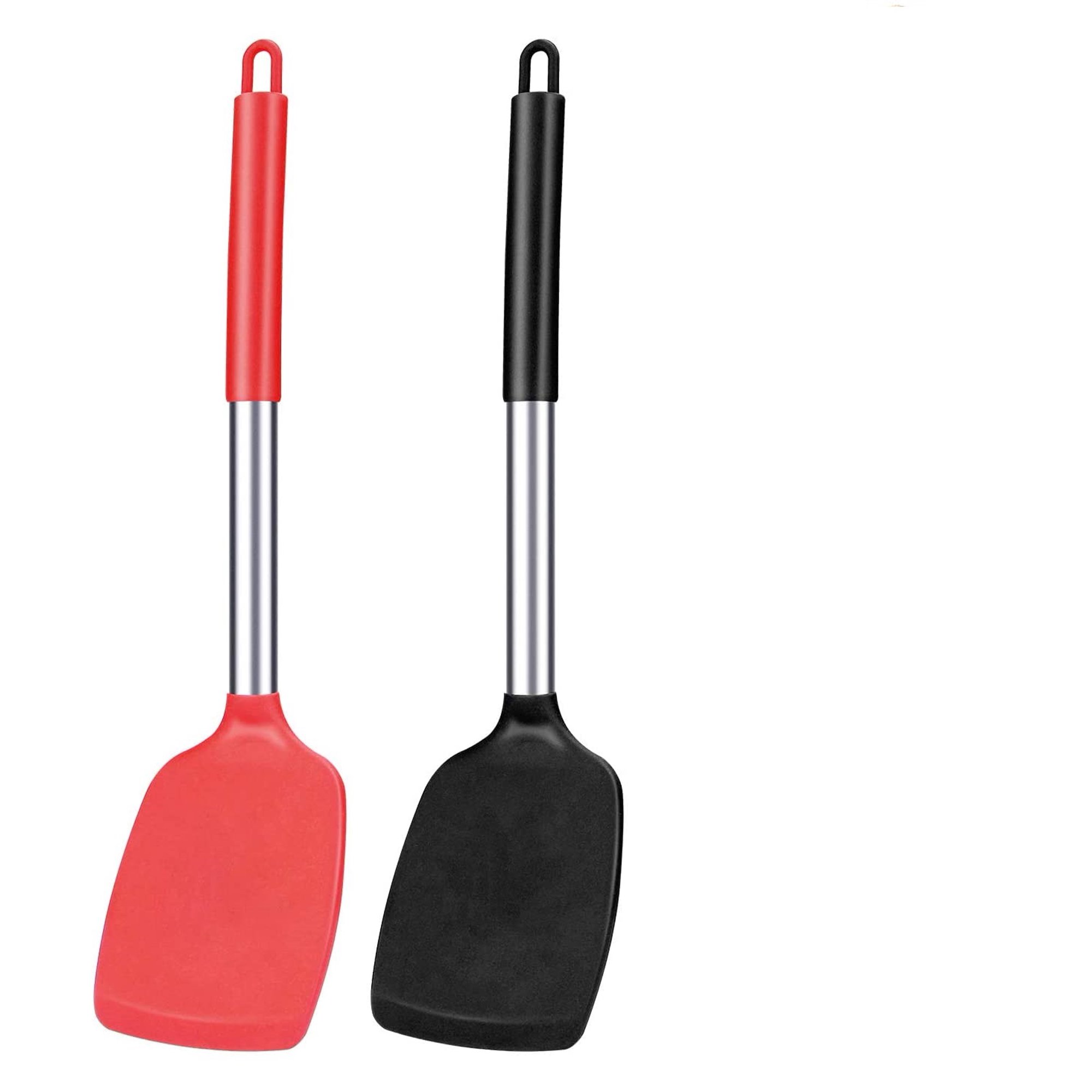 Paquete de 2 espátulas de cocina sólidas de silicona, antiadherentes,  utensilios de cocina sin BPA, resistentes al calor, utensilios de cocina  ideales