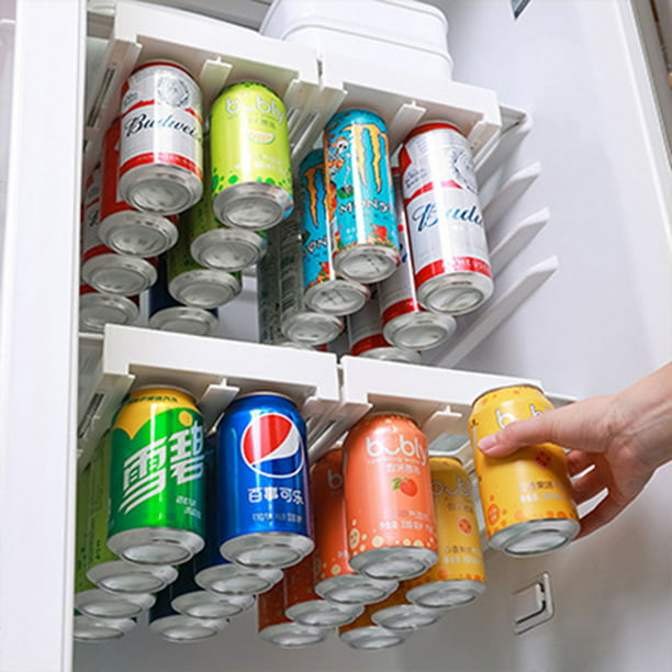 Dispensador de latas de soda para refrigerador, organizador de bebidas para  nevera, ancho ajustable, lata de cerveza pop, almacenamiento de botellas