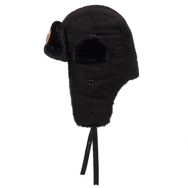 Gorro ruso unisex, cálido soldado con orejeras, gorro de esquí de invierno,  gorra/sombreros Irfora Negro