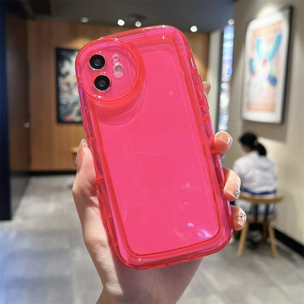 Funda transparente azul rosa y dorada para iPhone X XR XS SE 7 8