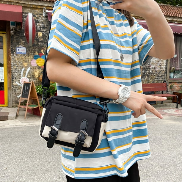 Lindo bolso bandolera pequeño mujer Hit Color Zip Casual Shoulder Bag ( Negro) Tmvgtek Para estrenar | Bodega Aurrera en línea