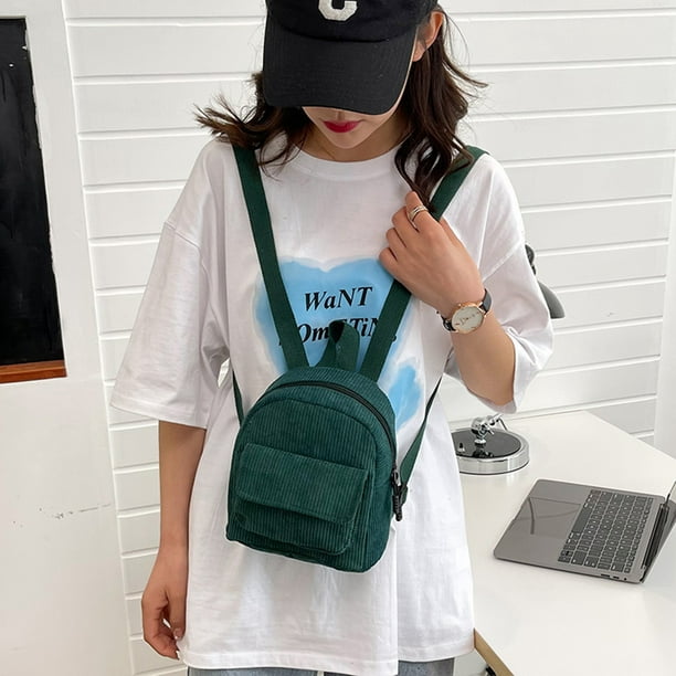 Bolsa Mini mochila de moda para mujer mochilas pequeñas sólidas de pana de viaje Retro JShteea Para Estrenar | Bodega Aurrera en línea