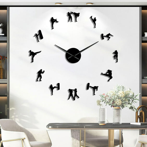 DIY Reloj de pared Sin tictac Reloj decorativo sin marco Pegatinas  acrílicas modernas Silencioso Grande para cafetería Cocina Restaurante  Comedor Negro Soledad Reloj de pared de bricolaje