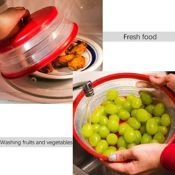 Cubierta para salpicaduras de microondas para alimentos grande para  microondas, cubierta de alimentos con mango de fácil agarre, tapa  antisalpicaduras