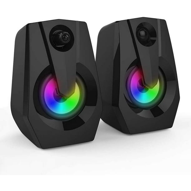 Altavoces para ordenador, altavoces estéreo para juegos de Pc con luces de  7 colores, altavoces Usb para ordenador portátil con 3,5 Mm para Pc/ ordenador portátil/escritorio Ormromra CZDZ-HQ143