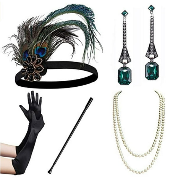 NUMJAW welezhu Accesorios para disfraz de Gatsby de los años 20 para mujer,  collar de perlas