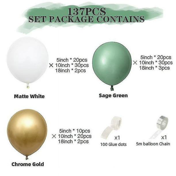  Kit de guirnalda de globos verde salvia y blanco