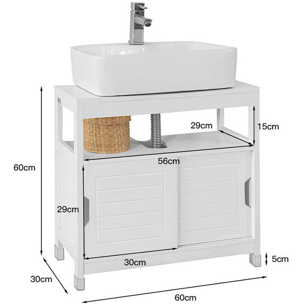 VBChome Mueble de baño de nogal de 50 cm, lavabo con armario bajo el  lavabo, armario bajo el armario, armario de baño, 2 cajones