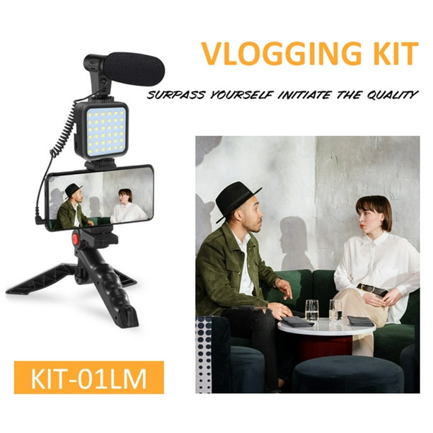 Kit de video para teléfono inteligente Soporte de trípode con luz LED para  micrófono para fotografía Vlogging WDOplteas Para estrenar