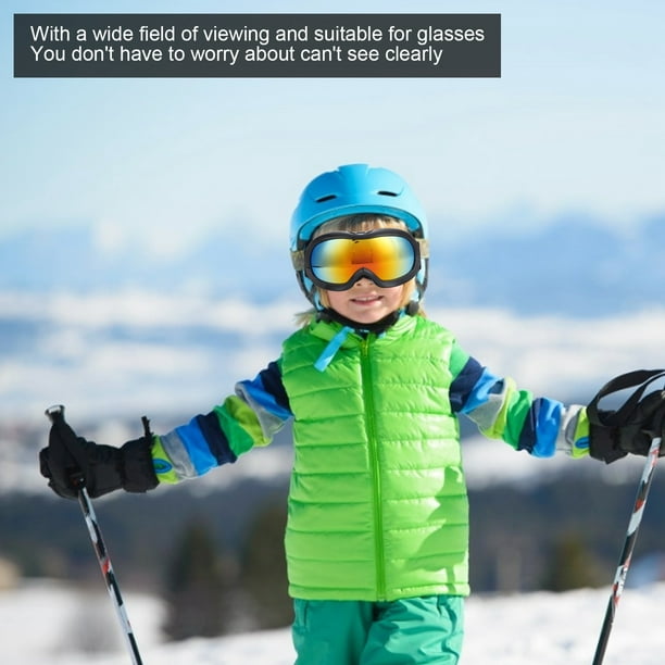 Gafas de esquí para niños niñas 2 tonos negro rosa caliente snowboard para  jóvenes lente doble anti niebla