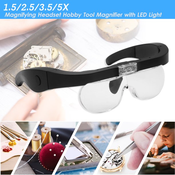 Lupa De Cabeza Magnifier With LED Light Glasses Con LED Luz Gafas