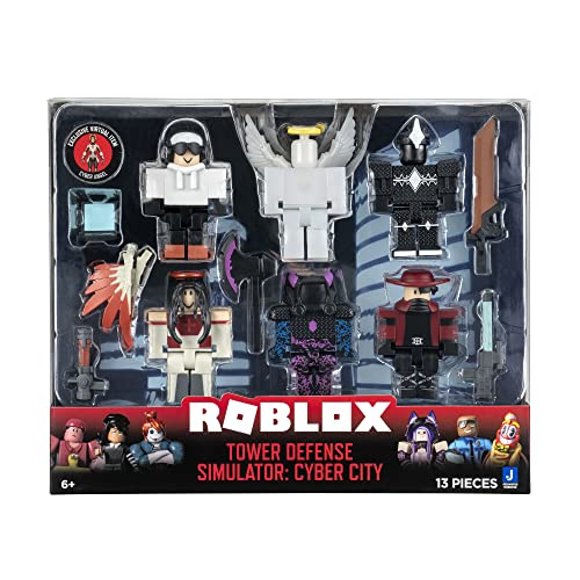 colección de acción roblox  simulador de defensa de torres paquete de seis figuras de cy roblox roblox