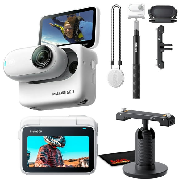 insta360 go3 64gb action and sports vlogging camera flip touchscreen portable wearable and mount anywhere webcam live streaming stabilization bundle with insta 360 invisible selfie stick