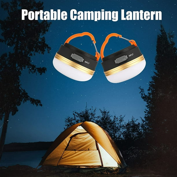 Paquete de 2 linternas LED - Luz de camping recargable por USB de