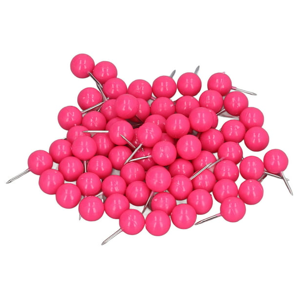 100 Uds chinchetas tachuelas de mapa chinchetas decorativas de plástico y  acero para tableros de corcho 9,5x20mm rosa