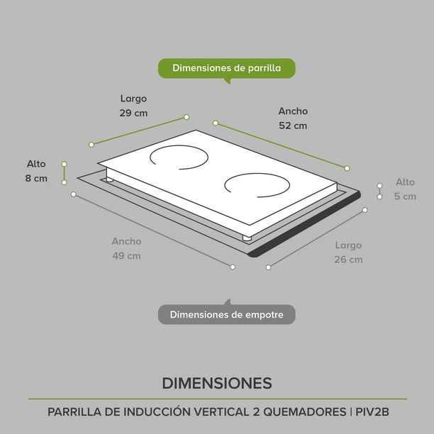 Estufa de Inducción 2 Zonas AVERA PIV2 Parrilla Empotrable