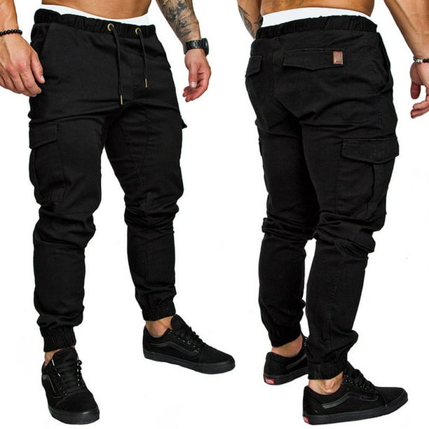 Corteiz-pantalones de chándal negros para hombre, Pantalón