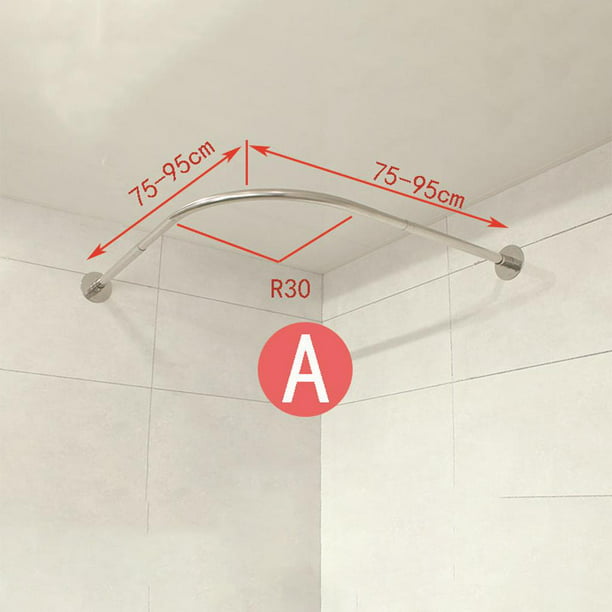 Barra de cortina de ducha, barra de cortina de ducha de esquina, en forma  de L, sin taladro, longitud ajustable (30-45 x 30-45 pulgadas), barra de