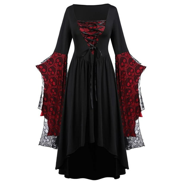 LPFNSF Vestido de bruja vintage, disfraz de vampiro de Halloween para  mujer, talla grande, disfraz renacentista para mujer, vestido medieval  (D,S) : : Juguetes y juegos