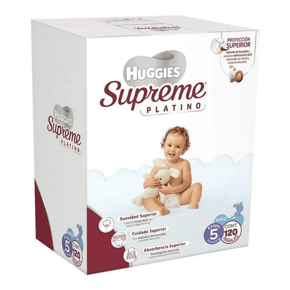 pañales platino etapa 5 unisex caja con 120 pzs huggies supreme huggies unisex