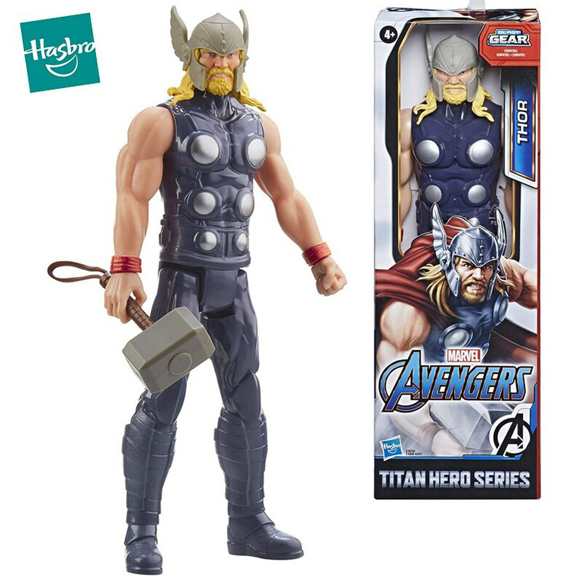 Marvel Titan Hero Series Capitán América de los Vengadores, juguete de 12  pulgadas, con lanzador, 2 accesorios y proyectil, edades 4 y más