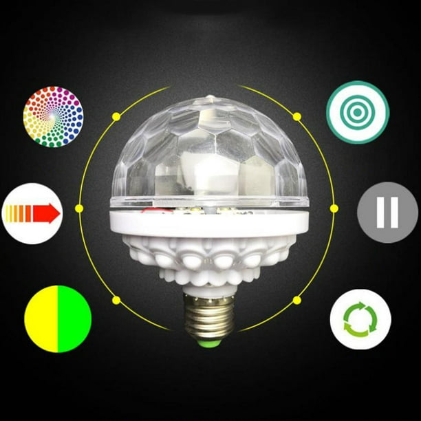 Paquete de 4 bombillas giratorias de color E26, bombillas LED RGB que  cambian de color para fiesta, bombilla estroboscópica LED de colores, luces  de