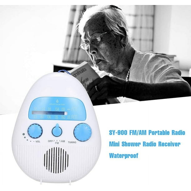 Radio de bolsillo portátil AM FM, radio de ducha impermeable