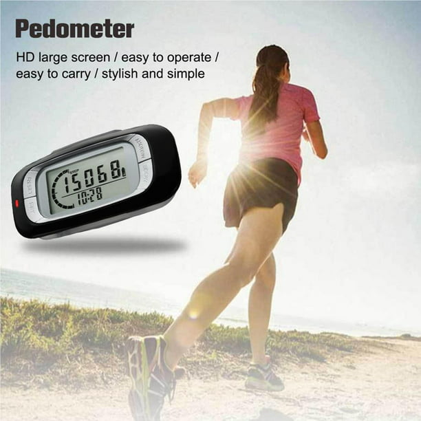  Podómetro, podómetro simple para caminar, contador de pasos con  clip, seguimiento preciso de pasos y millas/km, calorías quemadas y tiempo  de actividad, 7 días, contador de pasos de memoria para hombres