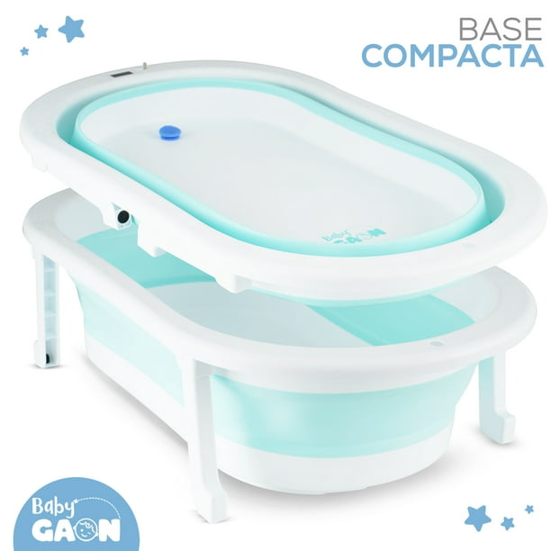 Bañera para Bebe Tina de Baño Plegable y Compacta Termometro - Azul