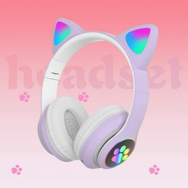 Auriculares para juegos Moda Bluetooth Niños Adultos Oreja de gato