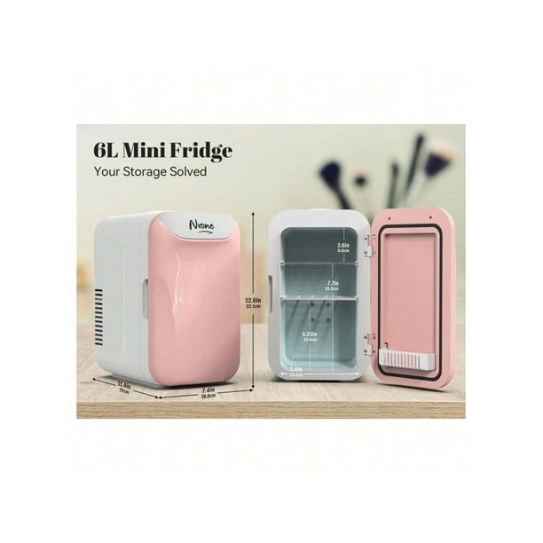 NXONE Mini Fridge,8 Can/6 Liter Small Refrigerator,110VAC/ 12V DC Portable  Thermoelectric Cooler And Warmer Freezer Skincare Desk Little Tiny Fridge F