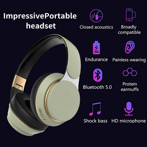 Auriculares Inalámbricos Bluetooth Recargable Plegable Mic