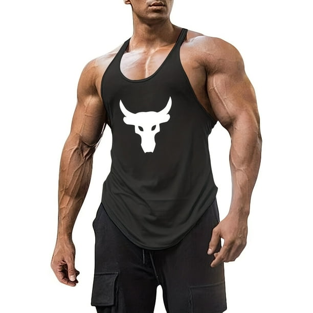Camiseta sin mangas con tirantes para hombre para fitness y culturismo