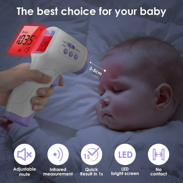 Termómetro digital para niños y adultos – Termómetro de bebé para bebés –  Termómetro de temperatura de oído o frente sin contacto – Alarma de fiebre