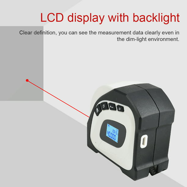 Telémetro láser 3 en 1, regla de cinta métrica de 5 m, pantalla LCD con  retroiluminación, medidor d MABOTO Telémetros