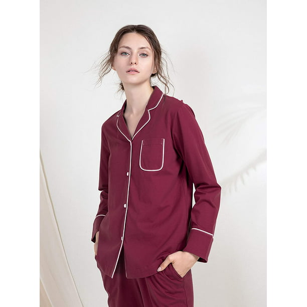 Essentials Conjunto de pijama ligero de franela y camiseta de manga  larga para mujer (disponible en tallas extragrandes)