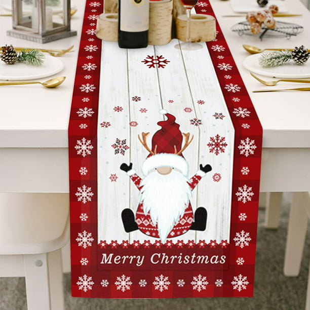 Camino de mesa navideño Muñeco de nieve Elk Bandera de mesa Comedor  Escritorio decorativo Genérico Camino de mesa navideño
