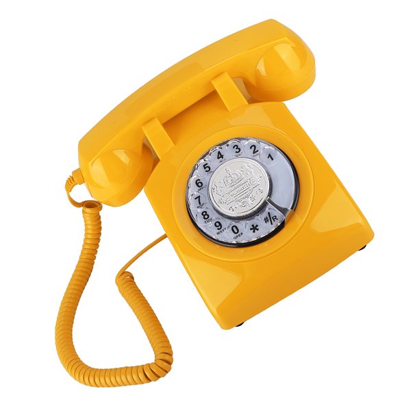 Teléfono con dial giratorio retro, teléfono fijo vintage, teléfono de  escritorio (amarillo) Ticfox