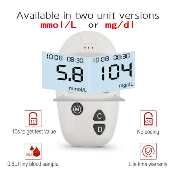 Kit de prueba de azúcar en sangre, kit de monitor de medidor de glucosa en  sangre para diabetes TFixol Natural