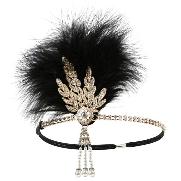 Cinta de Pelo Nupcial Mujer Vintage Años 20 Accesorio para Disfraz Baile  Negro Baoblaze Diadema de mujer Flapper