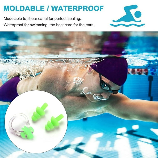 Wosthever clip de nariz impermeable reutilizable natación anti-ruido  tapones para los oídos auriculares deportes acuáticos protector de oídos  Type3 NO3